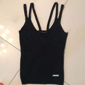 Roberto Cavalli black knit tank top great detail